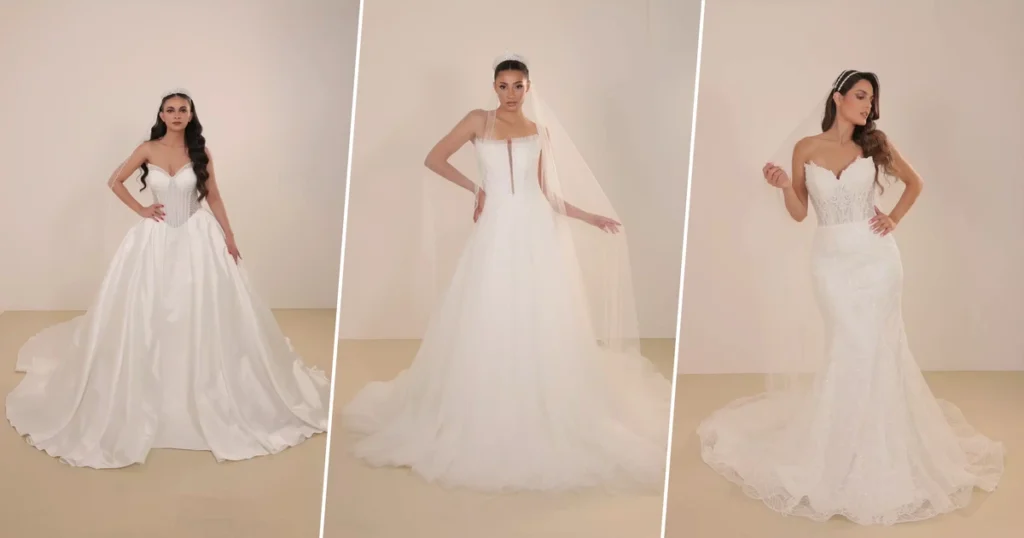 Ball gown, A-line and mermaid wedding dresses for rent at The Four Vows in Baabda